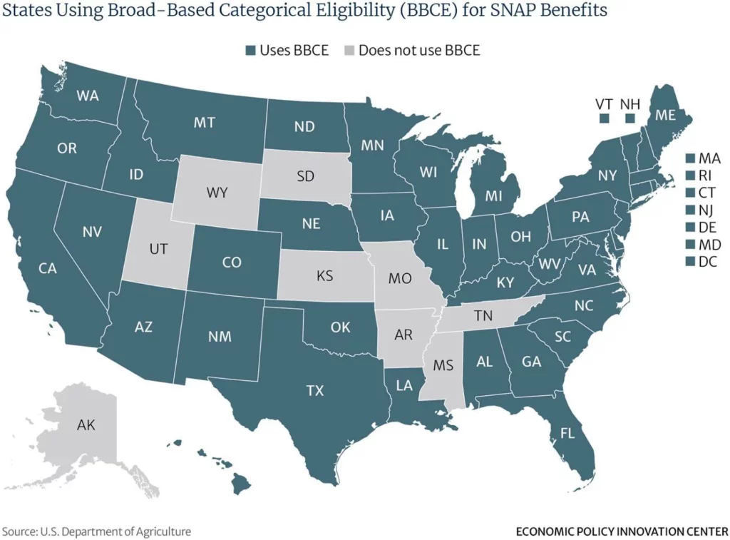 States Using Broad Based Categorical Eligibility For Snap Benefits